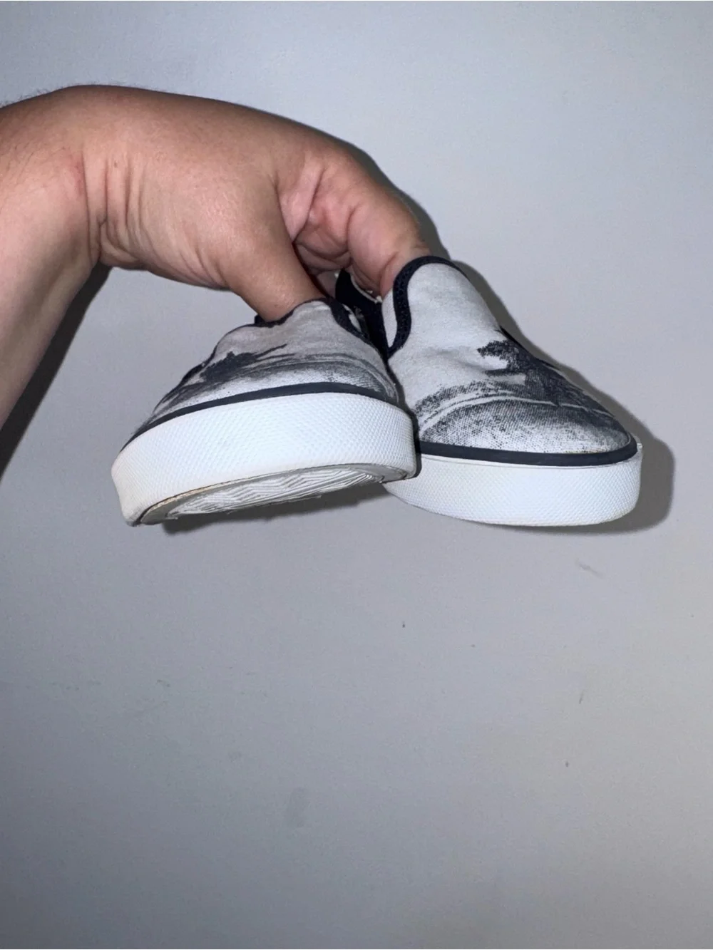 Gymboree Kids Size 10 Palm Tree Tropical Slip-On Sneakers Black White